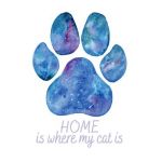 Felicitare galaxie: Seria Paw Print. Home is where my cat is