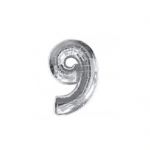 Cifre balon folie argint S 9