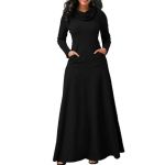 Rochie lunga, cu guler cu maneca supradimensionata negru XL