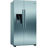 Side by Side Bosch KAD93VIFP, 562 l, No Frost, VariZone, SuperCooling, Holiday Mode, FreshSense, Antiamprenta, Clasa F (clasificare energetica veche Clasa A+), H 179 cm, Argintiu