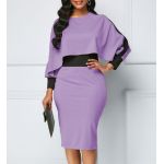 Rochie eleganta cu maneci lungi lavanda XXL