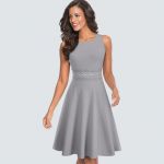 Rochie monocroma cu dantela gri M