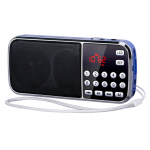 Radio AM/FM portabil Radio de buzunar cu Bluetooth și MP3 Radio digital fără fir Lumină LED încorporată 12,6 x 2,5 cm albastru