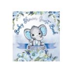 It's a Boy! Baby Shower Guest Book: Cute Elephant Tiny Baby Boy, Ribbon and Flowers With Letters Watercolor Blue Floral Theme Hardback - Casiope Tamore