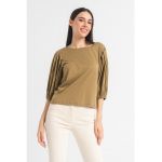 Bluza de bumbac cu maneci bufante 3/4