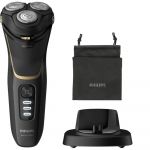 Aparat de ras electric Philips Seria3000 S3333/54, Umed/Uscat, Lame PowerCut B, Capete 5D Flex, Autonomie 60 min, Baterie Li-Ion, Husa , Stand incarcare, Negru