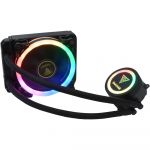 Cooler procesor cu lichid Gamdias Chione E1A 120R iluminare RGB, Pompa silentioasa cu LED-uri RGB, Controller si telecomanda incluse, Compatibil AMD/Intel, Negru