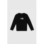 The North Face hanorac de bumbac pentru copii DREW PEAK LIGHT CREW culoarea negru, cu imprimeu
