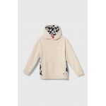 Quiksilver bluza copii SATURNHOODYTH culoarea bej, cu glugă, cu imprimeu