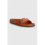 Birkenstock papuci din nubuc Madrid Big Buckle culoarea portocaliu, 1026632