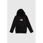 The North Face hanorac de bumbac pentru copii DREW PEAK LIGHT P/O HOODIE PRINT culoarea negru, cu glugă, modelator