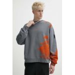 A-COLD-WALL* hanorac de bumbac Brushstroke Crewneck barbati, culoarea gri, cu imprimeu, ACWMW184