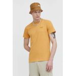 Superdry tricou din bumbac barbati, culoarea galben, neted