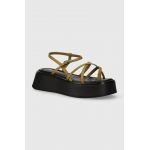 Vagabond Shoemakers sandale de piele COURTNEY femei, culoarea verde, cu platforma, 5334-701-33