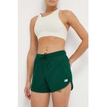 New Balance pantaloni scurti femei, culoarea verde, neted, medium waist, WS41510NWG