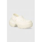 Crocs papuci Stomp Slide femei, culoarea bej, cu platforma, 209347.0WV