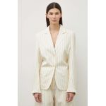 Remain blazer din amestec de in culoarea bej, un singur rand de nasturi, modelator