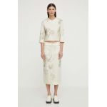 Remain fusta culoarea bej, midi, drept