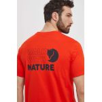 Fjallraven tricou Walk With Nature barbati, culoarea portocaliu, cu imprimeu, F12600216