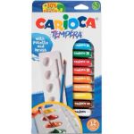 Acuarele tempera 12 culori cu tavita si pensula