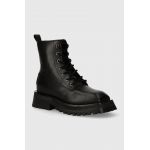 Dkny cizme de piele Farren femei, culoarea negru, cu toc plat, K2438890