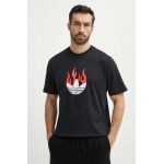 adidas Originals tricou din bumbac Flames barbati, culoarea negru, cu imprimeu, IS0178