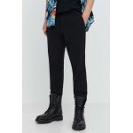 Hollister Co. pantaloni din amestec de in culoarea negru, drept