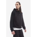 A.P.C. hanorac de bumbac Hoodie Larry bărbați, culoarea negru, cu glugă, uni COEIP.H27622-ROSEPALE