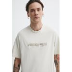 Abercrombie & Fitch tricou din bumbac barbati, culoarea bej, cu imprimeu