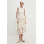 Answear Lab fusta culoarea bej, midi, evazati