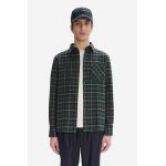 A.P.C. cămașă din lână Surchemise Trek culoarea verde, cu guler clasic, regular COEZX.H02396-GREEN