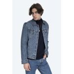 A.P.C. geacă din denim Veste Jean Us bărbați, culoarea bleumarin, de tranziție COZZK.H02223-INDIGO