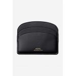 A.P.C. carcasă din piele culoarea negru PXAWV.F63270-BLACK
