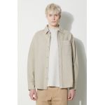 A.P.C. cămașă din bumbac Surchemise Basile Brodee Poitrine bărbați, culoarea bej, cu guler clasic, regular, COFCN.H02918.BAE
