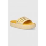 adidas papuci femei, culoarea galben, cu platforma, IF3422