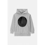 Coccodrillo bluza copii culoarea gri, cu glugă, cu imprimeu