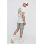 Abercrombie & Fitch tricou din bumbac barbati, culoarea bej, cu imprimeu