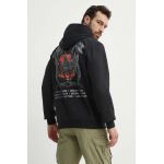 adidas Originals hanorac de bumbac barbati, culoarea negru, cu glugă, cu imprimeu, IS0203