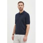 BOSS Orange tricou polo bărbați, culoarea bleumarin, uni, 50514223