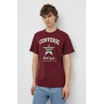 Converse tricou din bumbac culoarea bordo, cu imprimeu