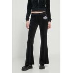 Juicy Couture pantaloni de trening din velur culoarea negru, cu imprimeu