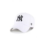47brand șapcă din amestec de lână MLB New York Yankees culoarea alb, cu imprimeu, B-MVPSP17WBP-WHM