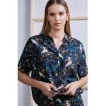 Medicine camasa femei, culoarea turcoaz, cu guler clasic, relaxed