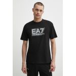 EA7 Emporio Armani tricou din bumbac barbati, culoarea negru, cu imprimeu