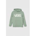 Vans hanorac de bumbac pentru copii culoarea verde, cu glugă, cu imprimeu