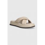 Marc O'Polo slapi de piele femei, culoarea bej, cu platforma, 40315221101134 NN2M3081