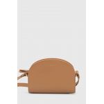 A.P.C. poseta de piele sac demi-lune mini culoarea bej, PXAWV-F61392