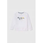 Pepe Jeans hanorac de bumbac pentru copii BIGE culoarea alb, cu imprimeu