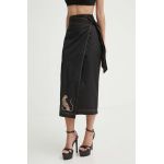 Never Fully Dressed fusta din bumbac culoarea negru, midi, creion