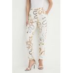 Never Fully Dressed pantaloni din amestec de in culoarea bej, drept, high waist